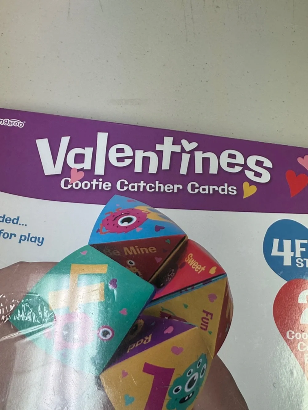 Valentine’s Cootie Catcher Cards 4 fun styles 28 count cootie catcher cards new